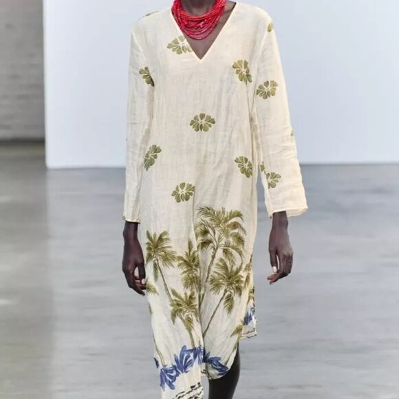 NWT ZARA PRINTED 100% RAMIE TUNIC DRESS 3390/170 Sz-S - Picture 4 of 11